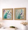 (Pack Of 2) Blue Fibre Beautiful Peacock Wall Art Panels