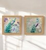(Pack Of 2) Blue Fibre Beautiful Peacock Wall Art Panels