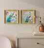 (Pack Of 2) Blue Fibre Beautiful Peacock Wall Art Panels