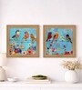 (Pack Of 2) Blue Fibre Colorful Floral Wall Art Panels