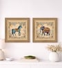 (Pack Of 2) Blue Fibre Mughal Floral Wall Art Panels