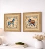 (Pack Of 2) Blue Fibre Mughal Floral Wall Art Panels