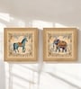 (Pack Of 2) Blue Fibre Mughal Floral Wall Art Panels
