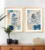 (Pack Of 2) Blue Fibre Watercolor Flower Wall Art Panels