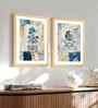 (Pack Of 2) Blue Fibre Watercolor Flower Wall Art Panels