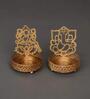 (Pack of 2) Ganesha & Lakshmi Iron T-Light Holder (Gold)