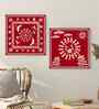(Pack Of 2) Multicolour Canvas Traditional Indian Wall Art Panels