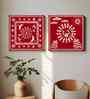 (Pack Of 2) Multicolour Canvas Traditional Indian Wall Art Panels