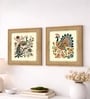 (Pack Of 2) Multicolour Fibre Madhubani Floral Wall Art Panels