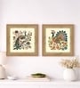 (Pack Of 2) Multicolour Fibre Madhubani Floral Wall Art Panels