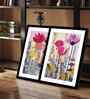(Pack Of 2) Multicolour Fibre Paper Flower Wall Art Panels