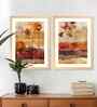 (Pack Of 2) Orange Fibre Brush Stroke Wall Art Panels