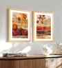 (Pack Of 2) Orange Fibre Brush Stroke Wall Art Panels