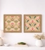 (Pack Of 2) Pink Fibre Lotus Floral Wall Art Panels