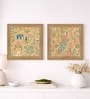 (Pack Of 2) Pink Fibre Mughal Floral Wall Art Panels