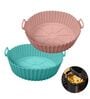 (Pack of 2) Reusable Non Stick Round Silicone Air Fryer Liner Baking Tray with Handle