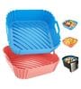 (Pack of 2) Reusable Non Stick Square Silicone Air Fryer Liner Baking Tray with Handle