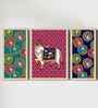 (Pack Of 3) Multicolour Fibre Pichwai Floral Wall Art Panels