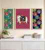 (Pack Of 3) Multicolour Fibre Pichwai Floral Wall Art Panels