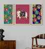 (Pack Of 3) Multicolour Fibre Pichwai Floral Wall Art Panels