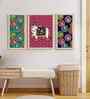 (Pack Of 3) Multicolour Fibre Pichwai Floral Wall Art Panels