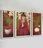 (Pack Of 3) Red Fibre Beautiful Abstract Wall Art Panels