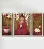 (Pack Of 3) Red Fibre Beautiful Abstract Wall Art Panels
