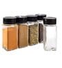 (Pack of 4) 120 ml Square Glass Spice Jars Clear Jars with Two Sided Sifter Cap & Freshness Seal