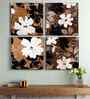 (Pack Of 4) Brown Canvas Clasic Floral Wall Art Panels