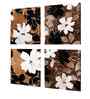 (Pack Of 4) Brown Canvas Clasic Floral Wall Art Panels
