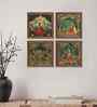 (Pack Of 4) Green Fibre Madhubani Decorative Wall Art Panels