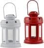 (Pack of 2) Lantern Iron Hanging T- Light Holder (Red & White)