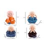 (Pack of 4) Monks Buddha Polyresin Religious Idol (Multicolor)