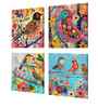 (Pack Of 4) Multicolour Canvas Colorful Floral Wall Art Panels