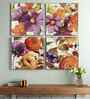(Pack Of 4) Multicolour Canvas Floral Painting Wall Art Panels