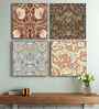 (Pack Of 4) Multicolour Canvas Floral Pattern Wall Art Panels