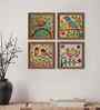 (Pack Of 4) Multicolour Fibre Colorful Birds Wall Art Panels