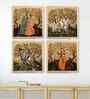 (Pack Of 4) Multicolour Fibre Madhubani Floral Wall Art Panels