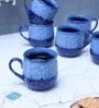 "Polka Dots" studio glazed ceramic tea/coffee mug set(Set of 6)