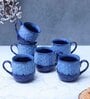 "Polka Dots" studio glazed ceramic tea/coffee mug set(Set of 6)