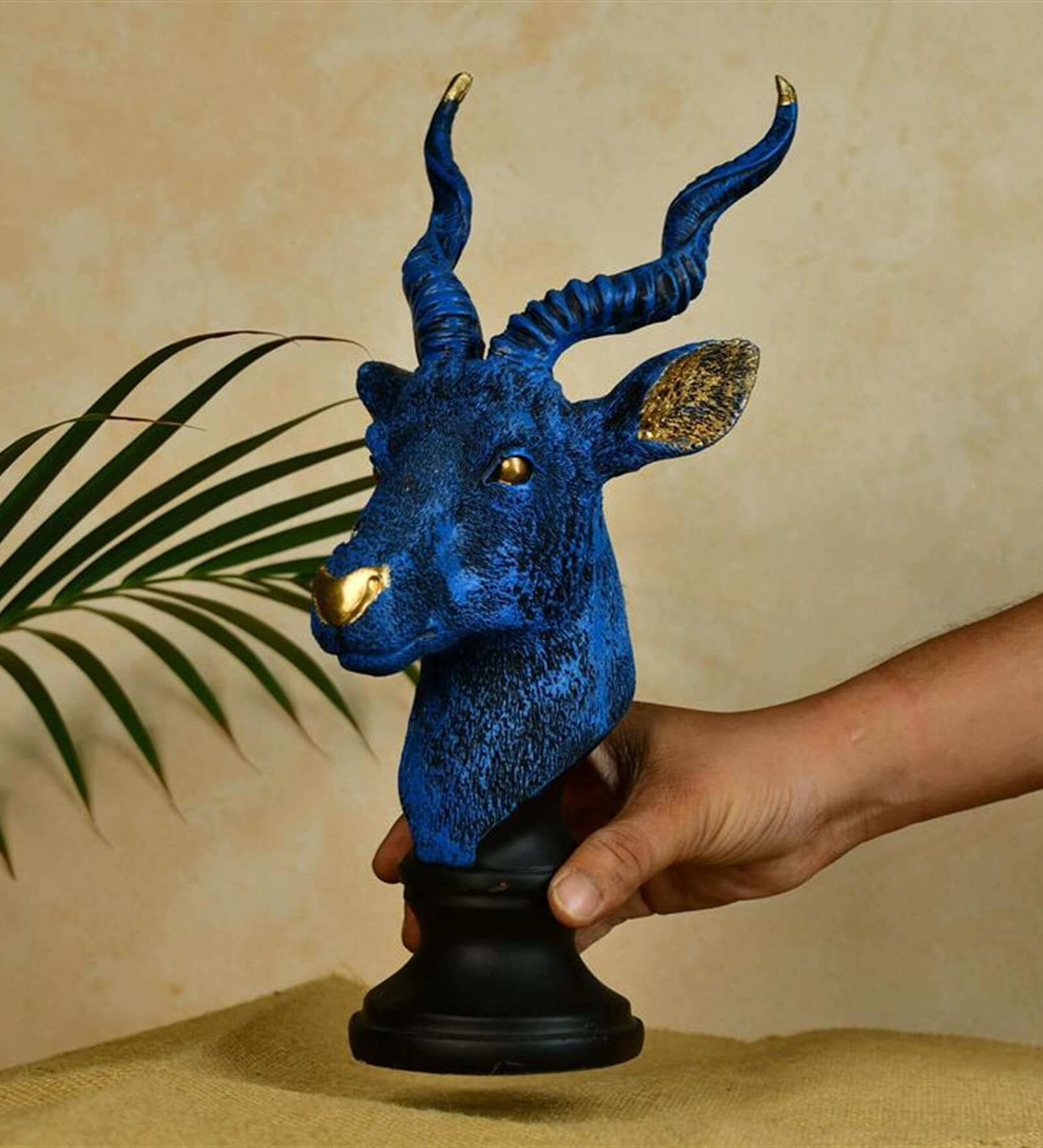 Blue Resin Deer Bust Showpiece