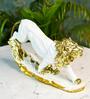White And Golden Resin Leaping Lion