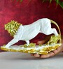 White And Golden Resin Leaping Lion