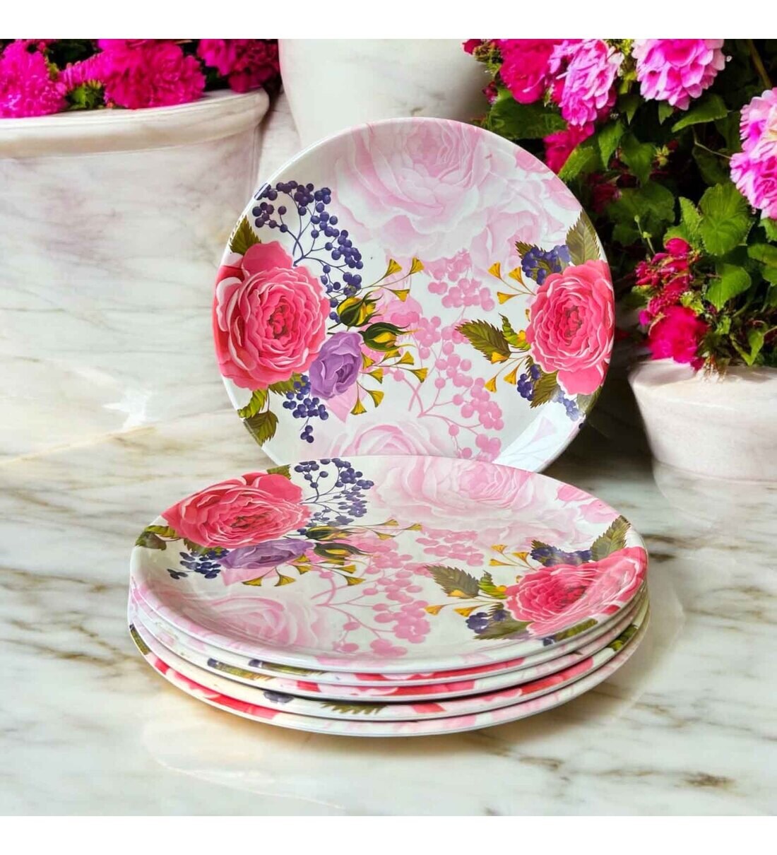 Flower Pink Floral Plates Pink Flower Plates (Set Of 6) Floral 10