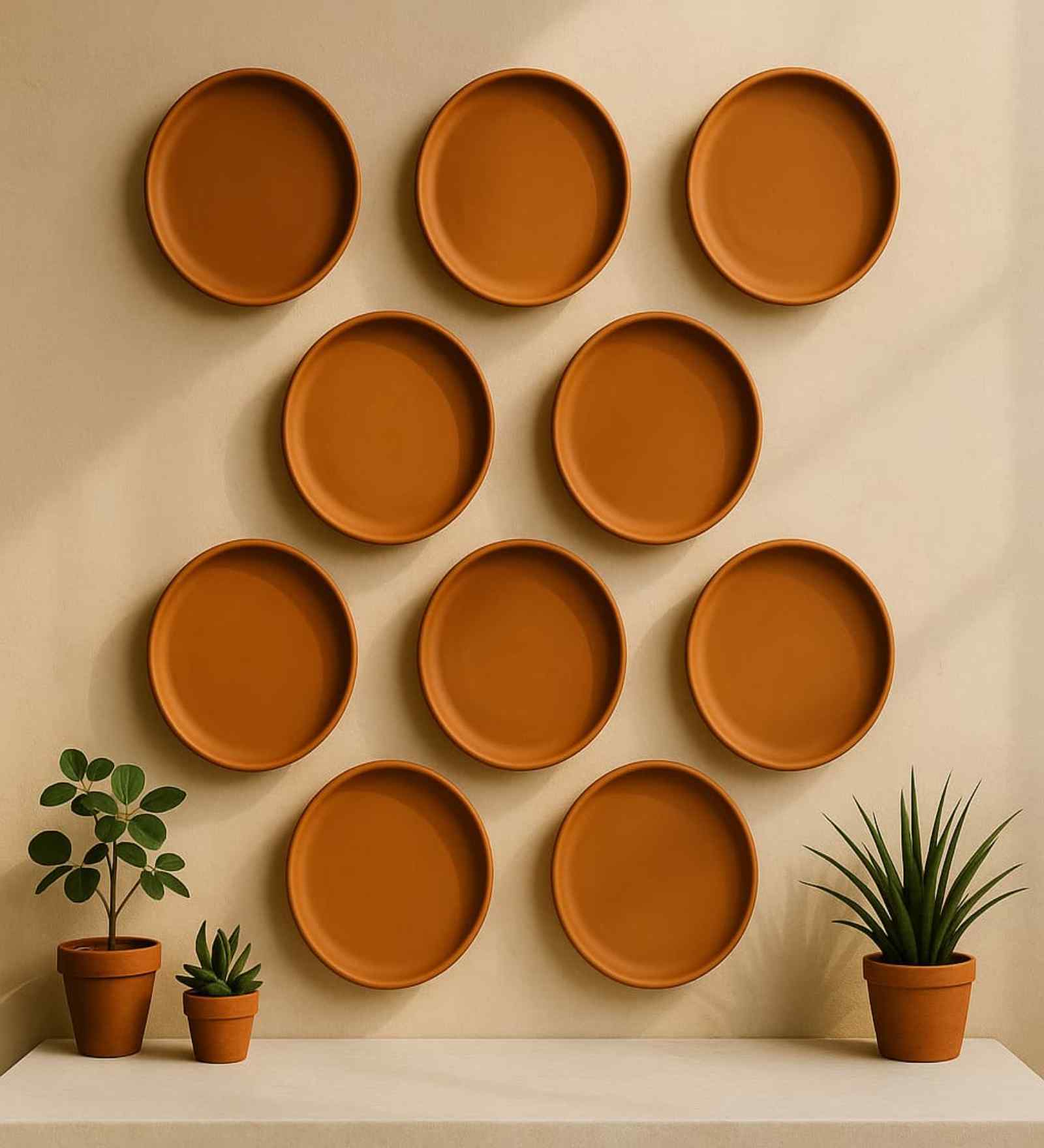 (Set  Of  10 )Terracotta Wallplate 11 Inches (Set  Of  10 )Terracotta Wallplate 11 Inches