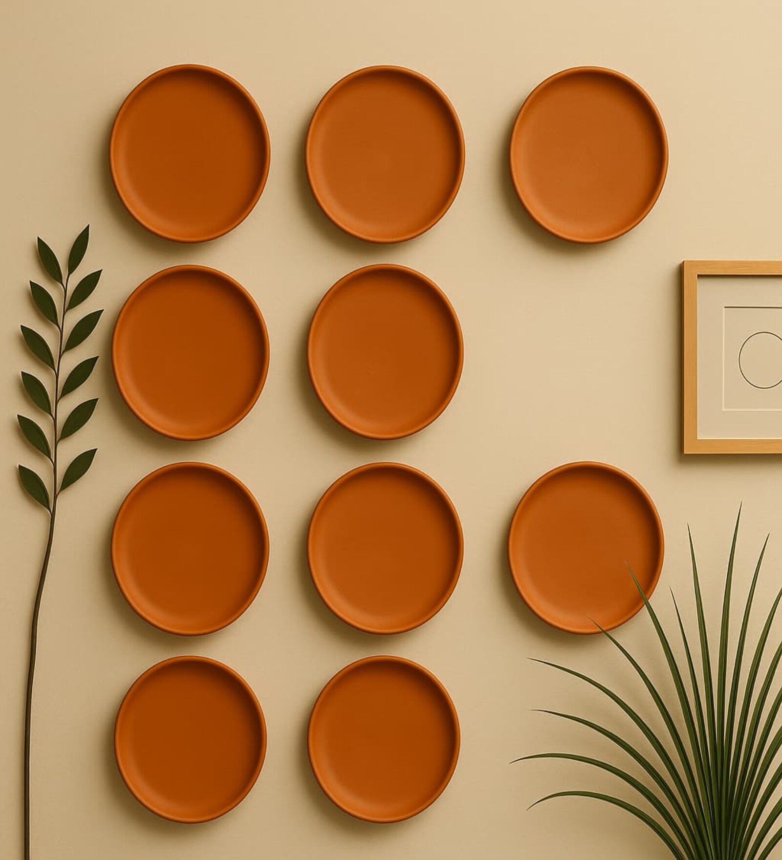 (Set  Of  10 )Terracotta Wallplate 8 Inches