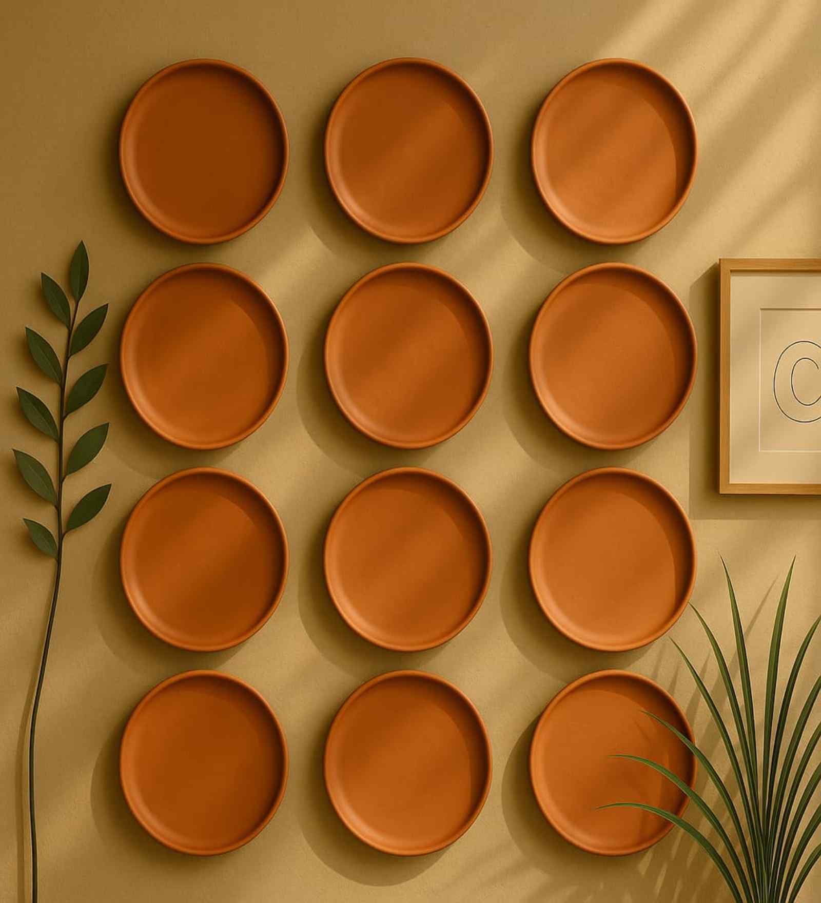 (Set  Of  12 )Terracotta Wallplate 11 Inches