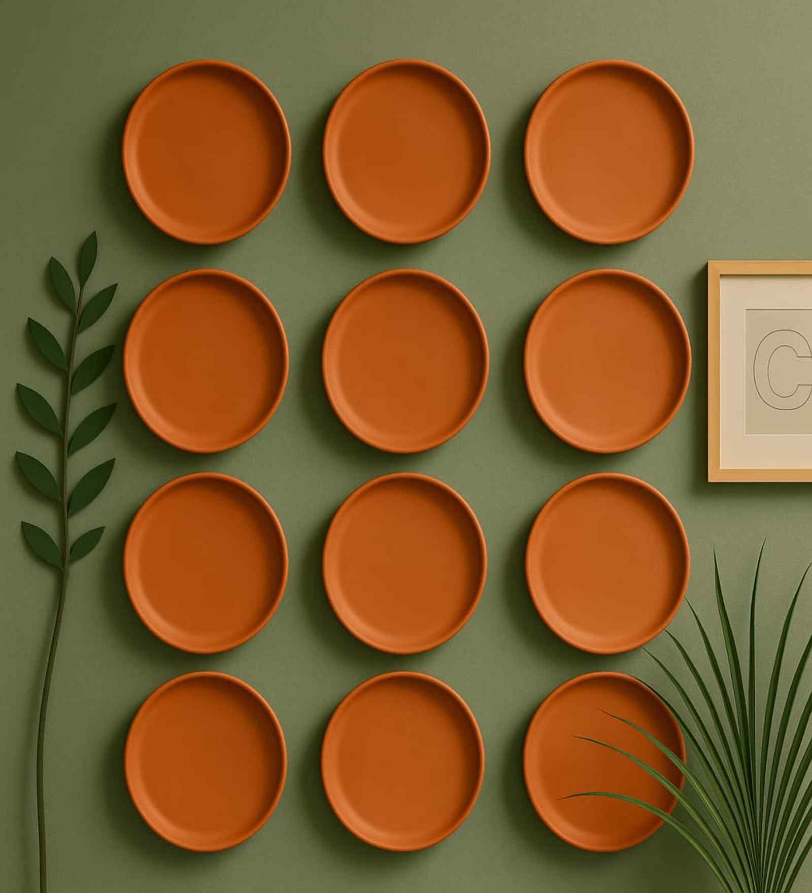 (Set  Of  12 )Terracotta Wallplate 8 Inches