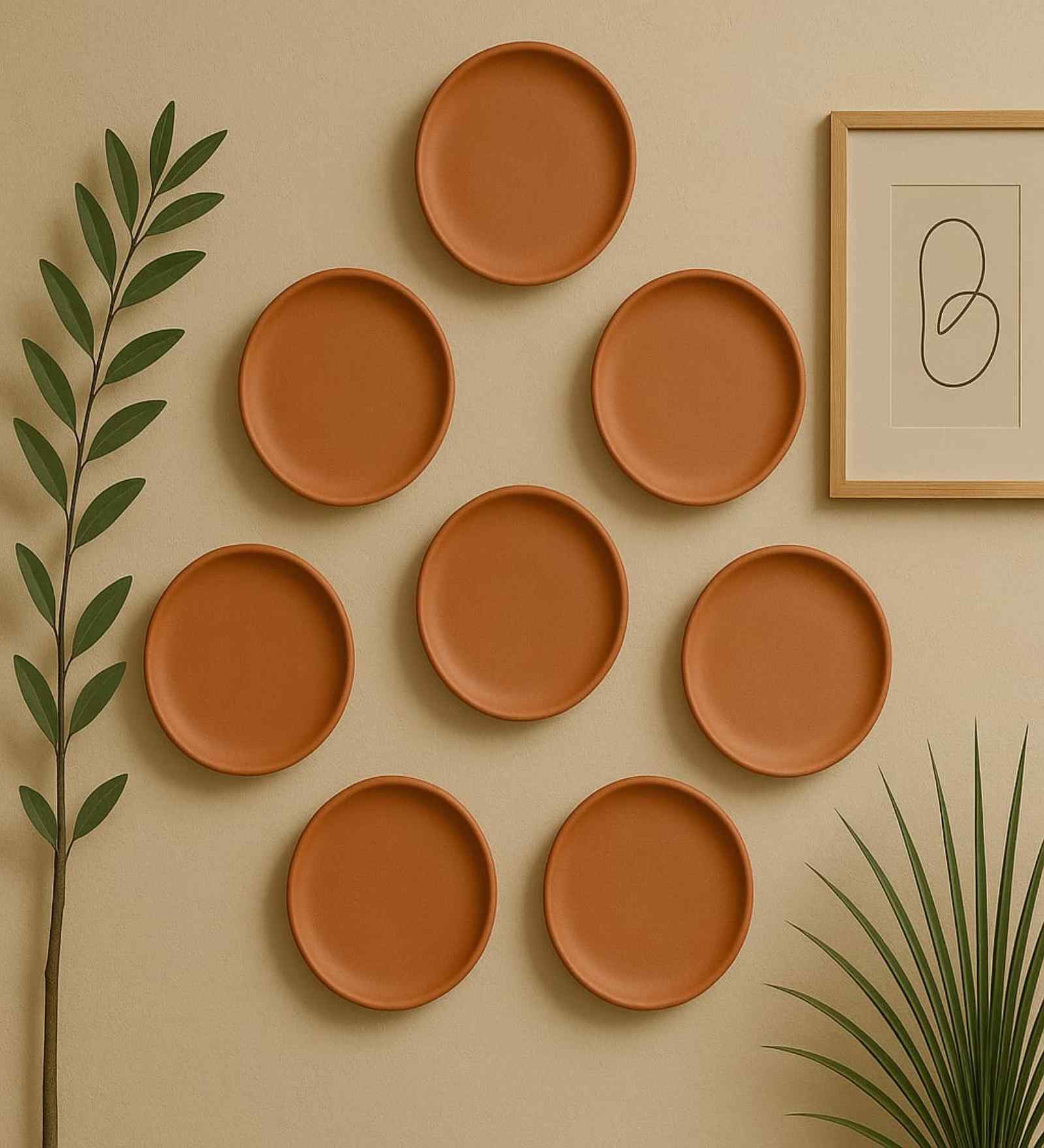 (Set  Of  8 )Terracotta Wallplate 8 Inches