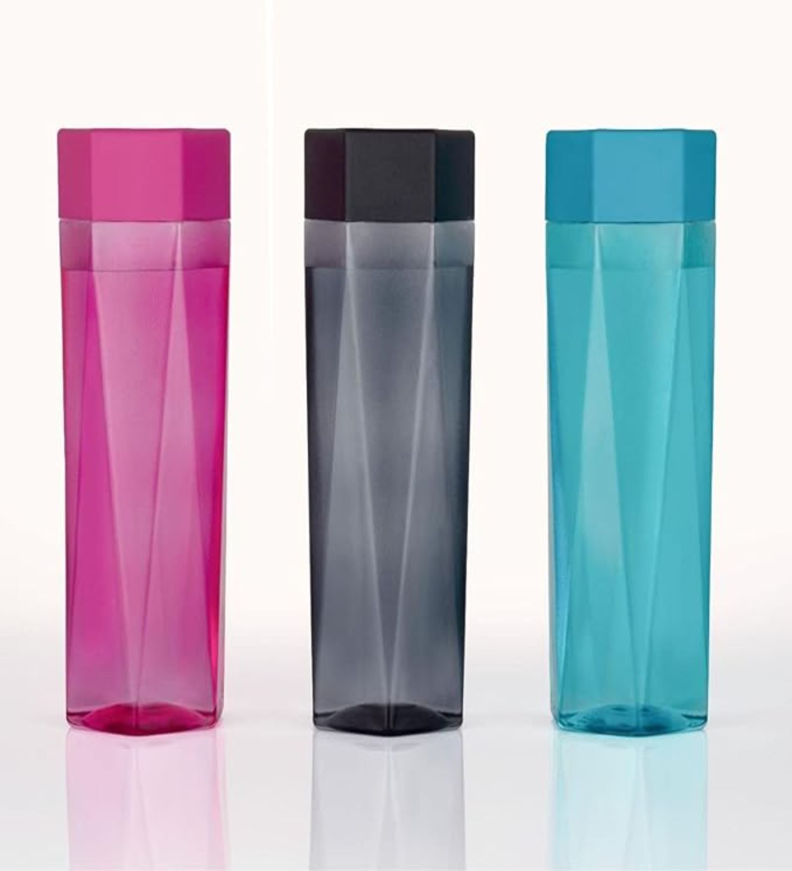 (Set of 2) 1 Ltr Hexagon Leak Proof Airtight Unbreakable Water Bottle